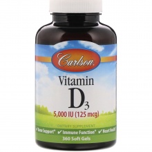 Витамин Carlson Vitamin D3 5000 UI 125 mcg 360 капсул
